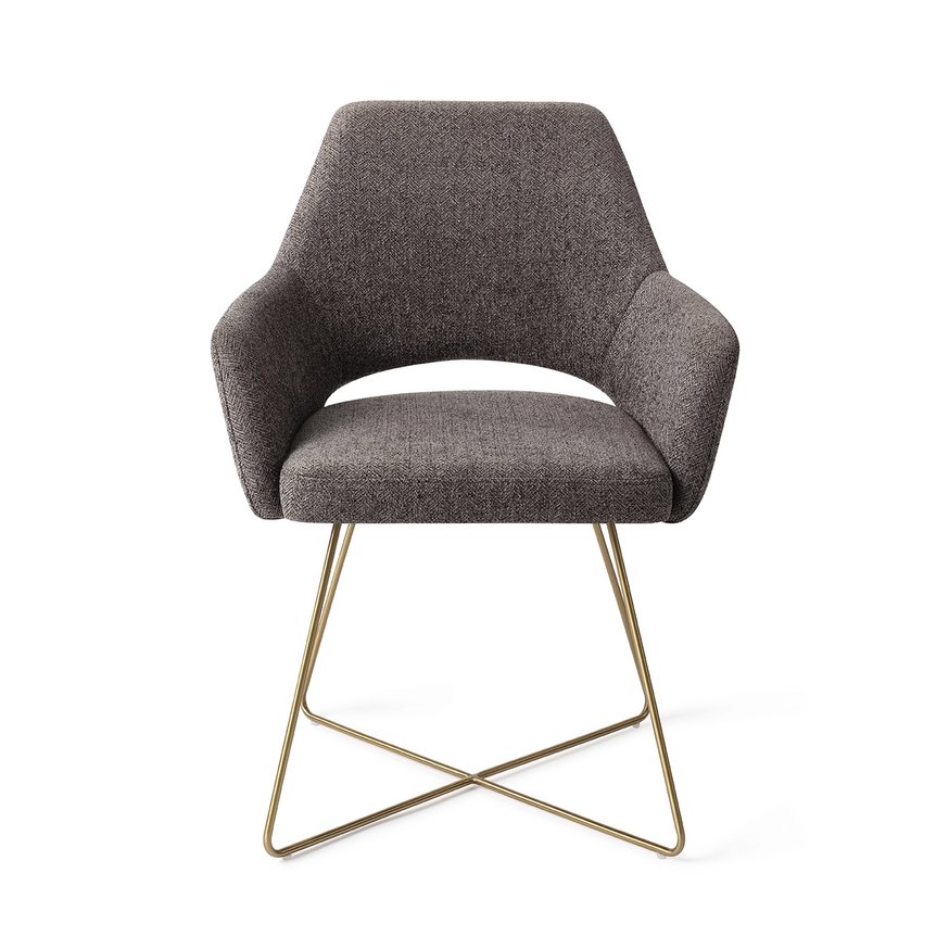 Yanai Amazing Grey Eetkamerstoel Cross Gold