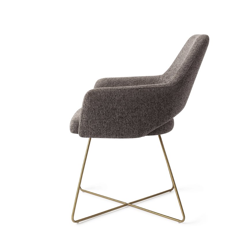 Yanai Amazing Grey Eetkamerstoel Cross Gold