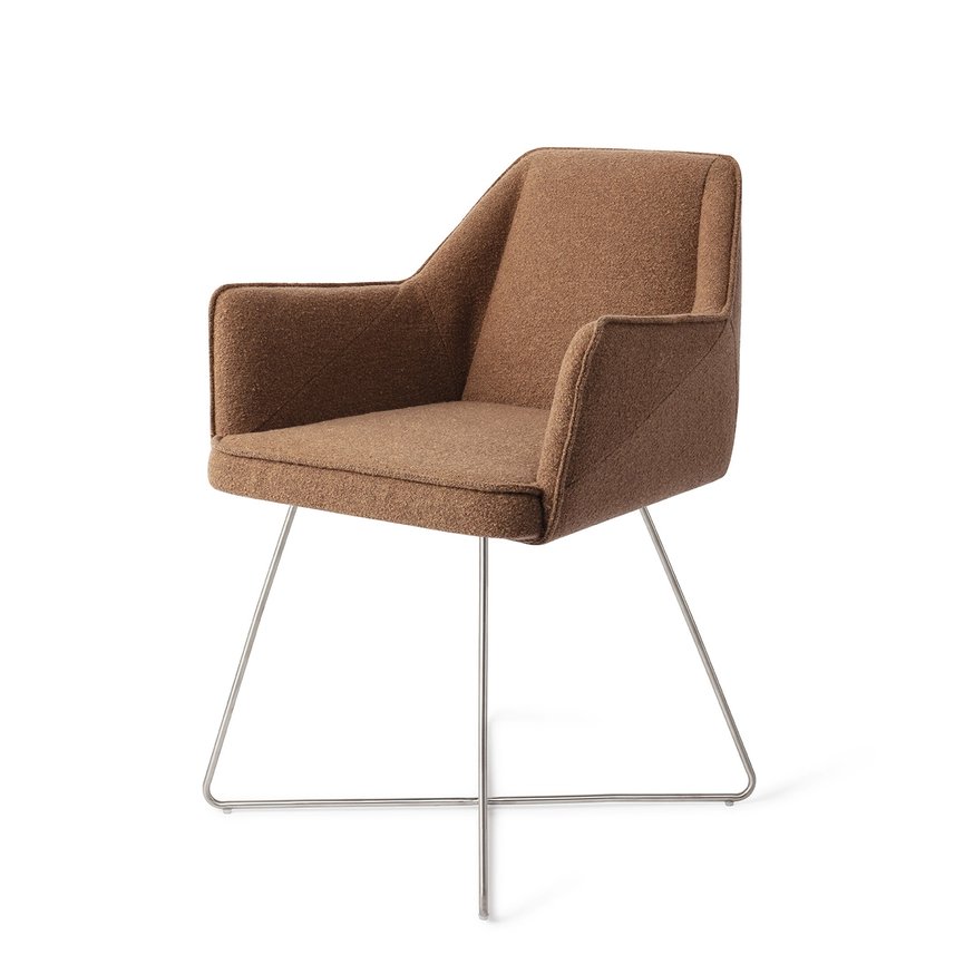 Tome Cinnamon Bun Eetkamerstoel Cross Steel