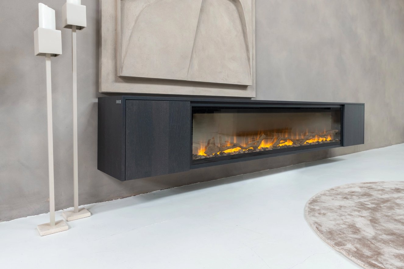 Tv-Meubel	Johnson 2-Deurs Hangend	met	haard 74	inch Eiken