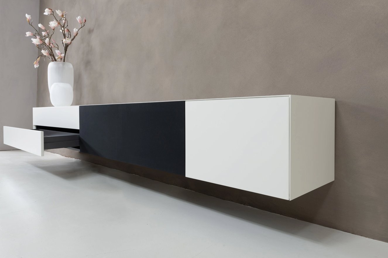 Tv-Meubel	Zyan 2 Kleppen 2 Lades met Speakerdoek