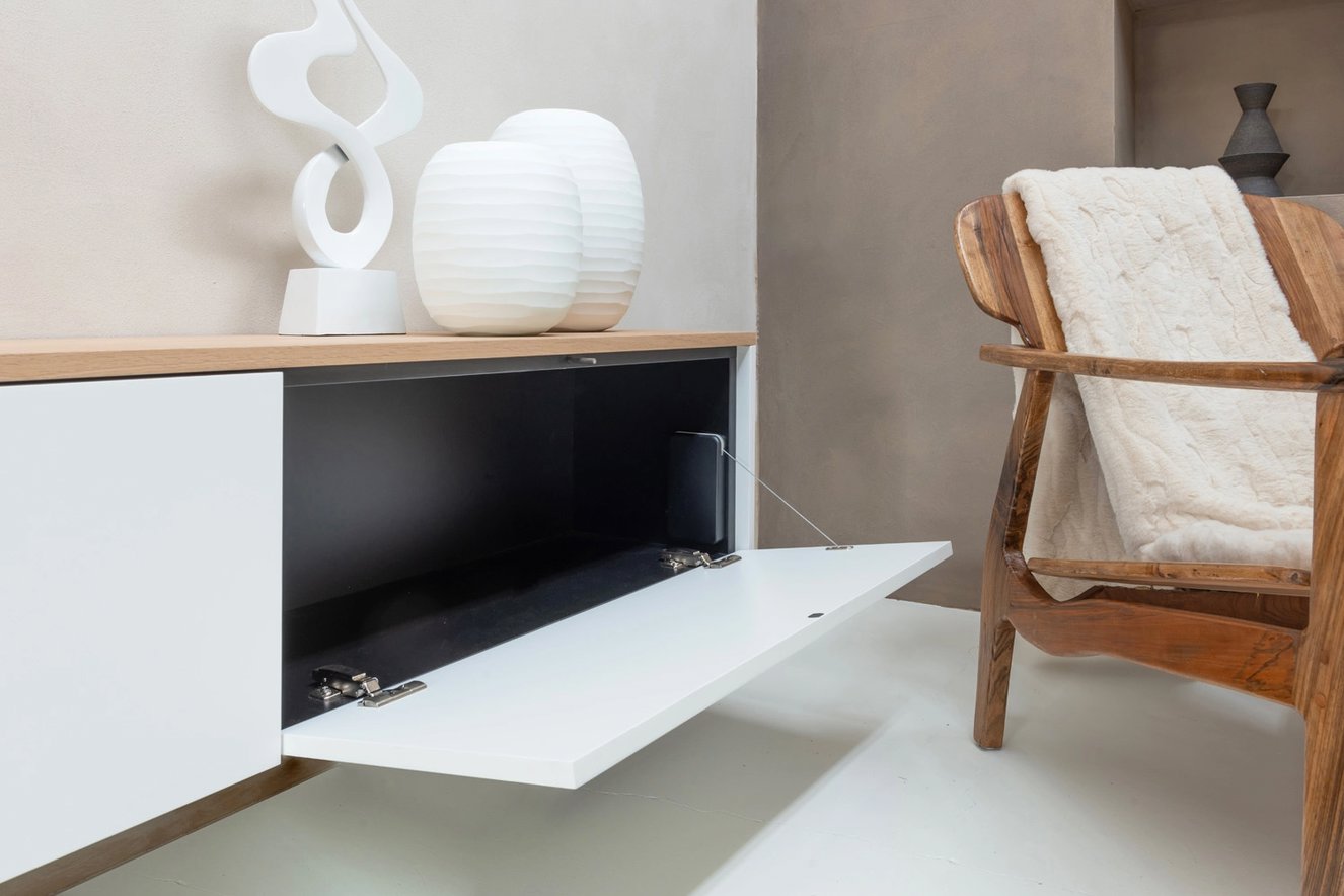 Tv-Meubel	Johnson 3 Kleppen MDF met Eiken Blad