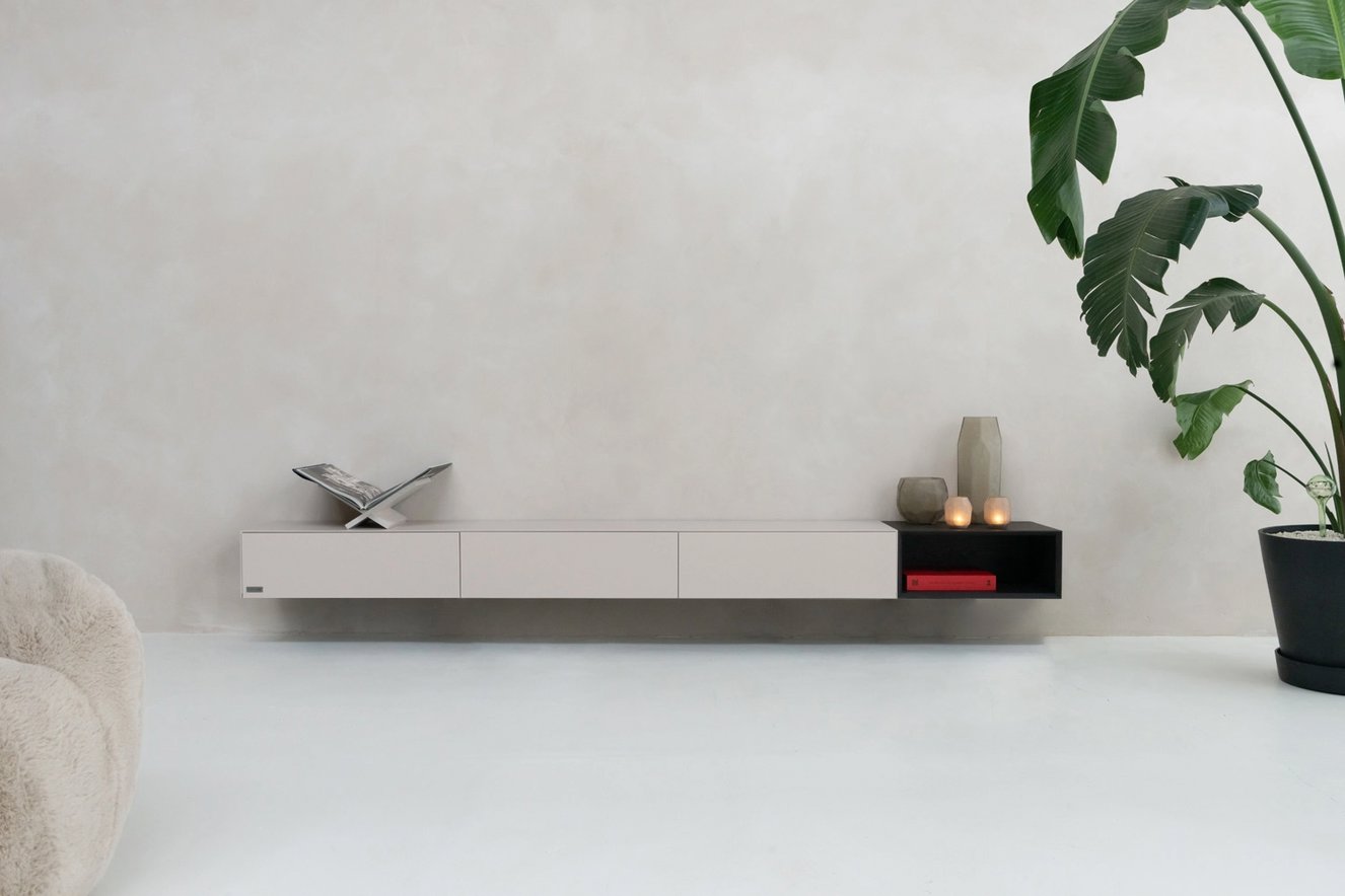 Tv-Meubel	Zyan 3 Kleppen MDF met Eiken Vak