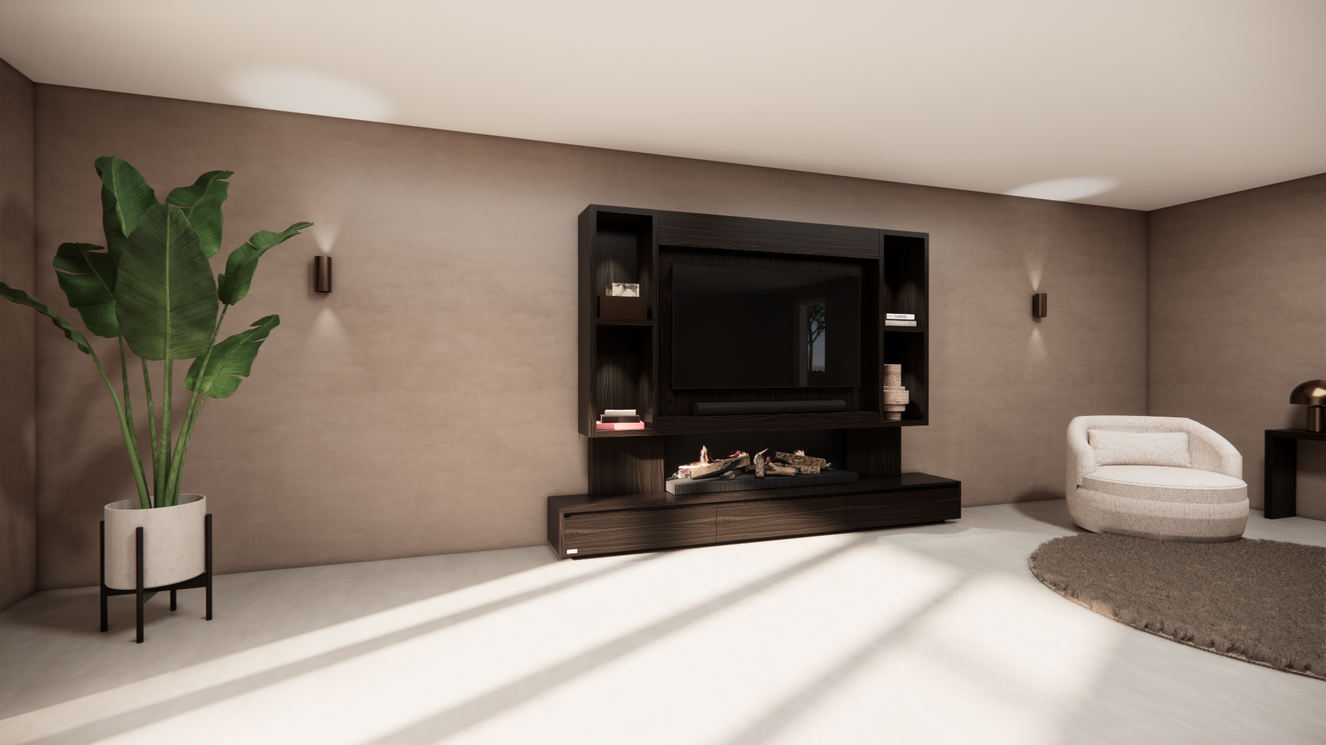 Tv-Meubel	Mason Kalfire	E-65	3-kleppen Lowboard Open	Vakken