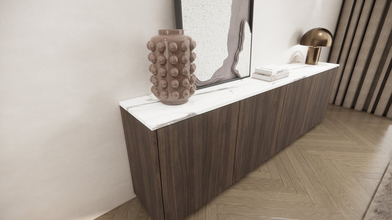 Murphy Dressoir 4	Deuren Melamine Marmer	blad