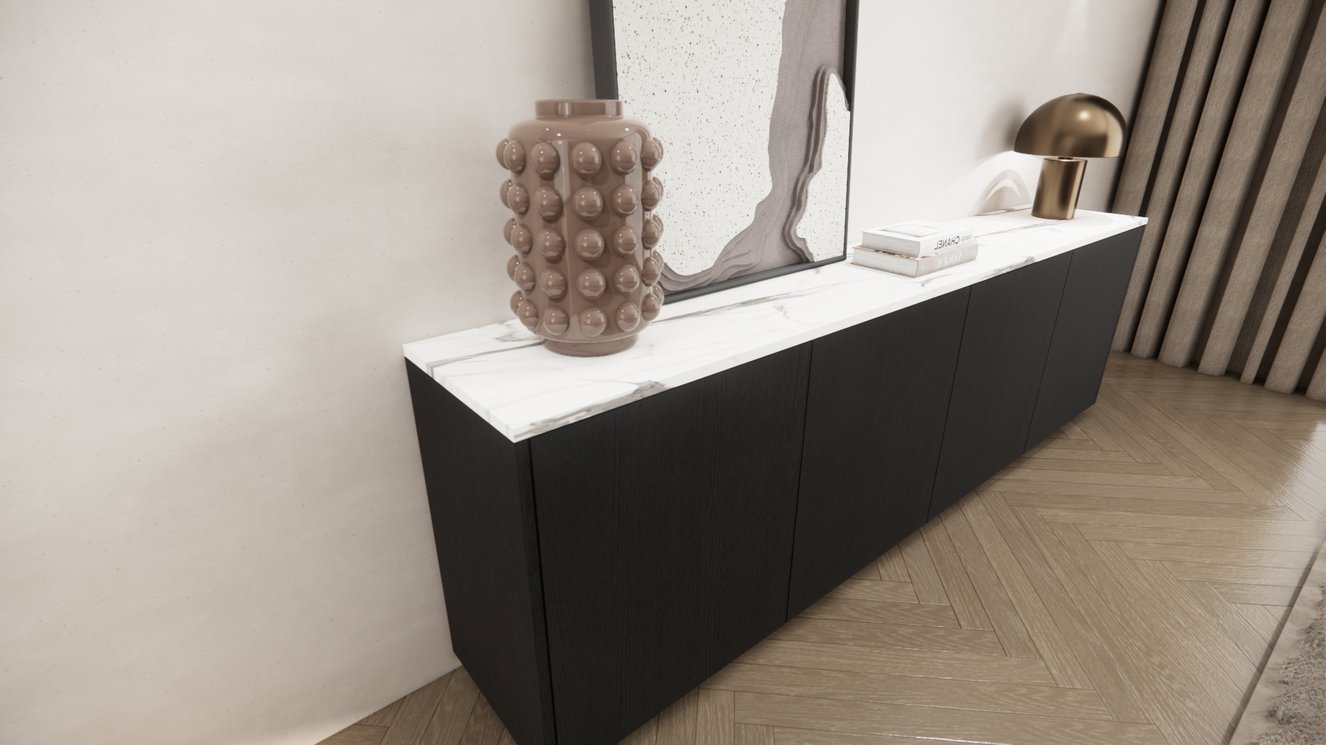 Murphy Dressoir 4	Deuren Melamine Marmer	blad