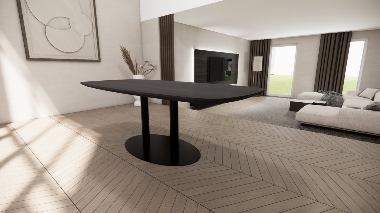 Sorrento Metal Eettafel Deens	Ovaal Eiken