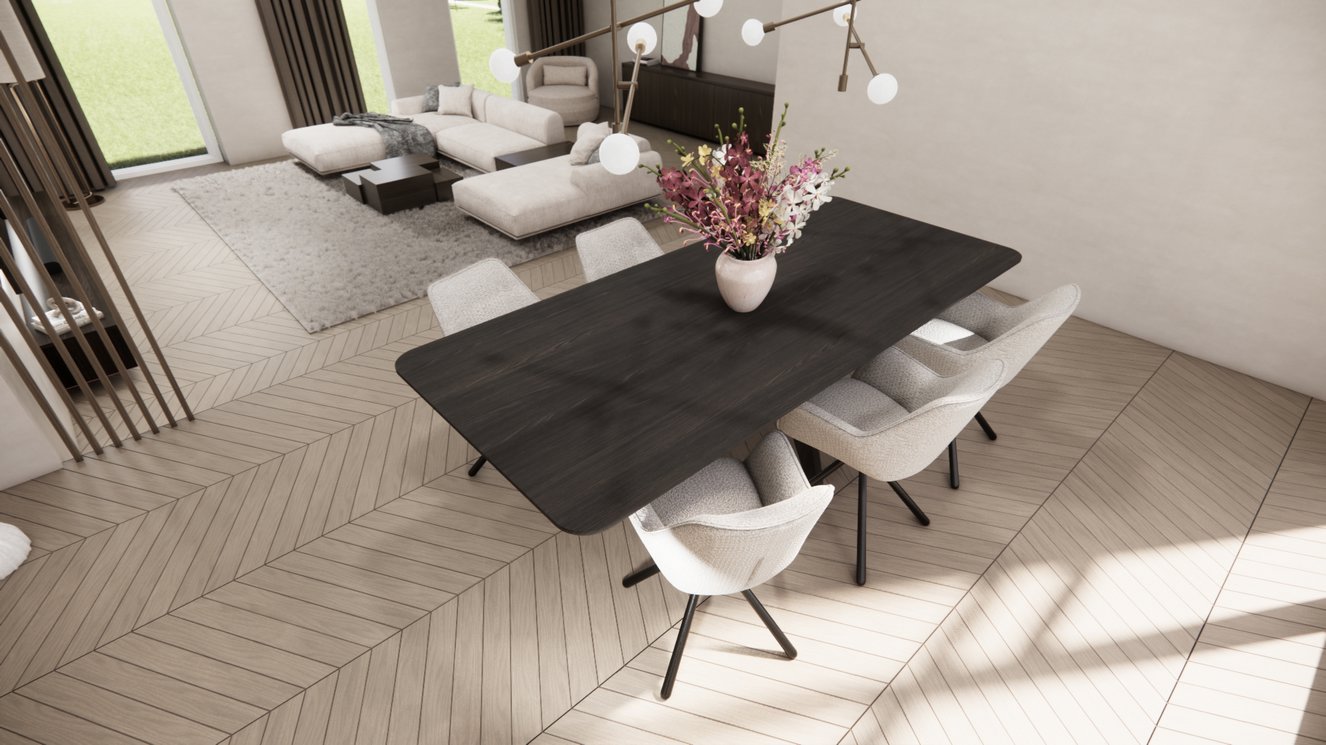 Matera 4-Taper Eettafel Rechthoekig Afgeronde Hoek Eiken