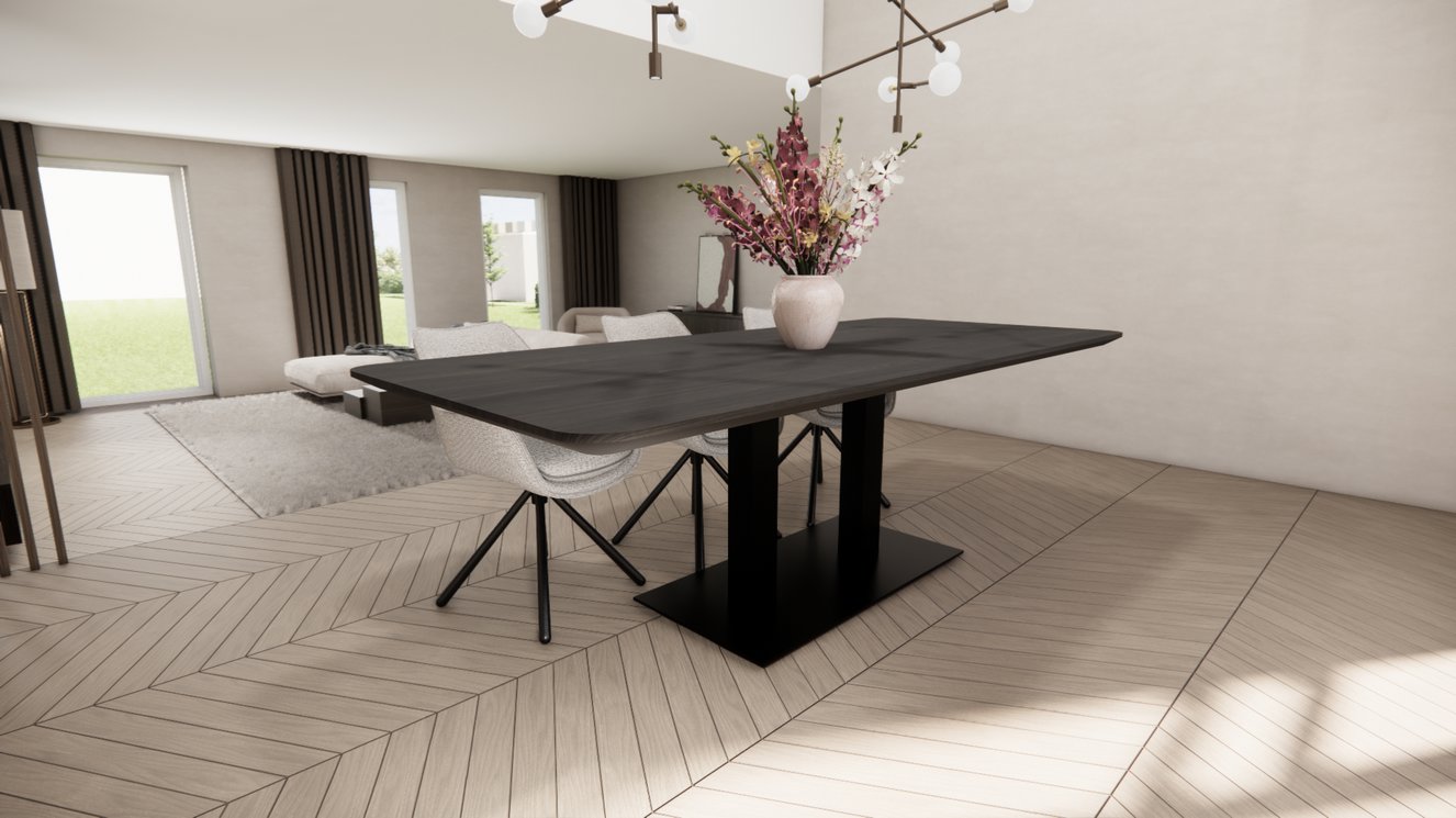 Caserta Eettafel  Rechthoekig Afgeronde Hoek Eiken