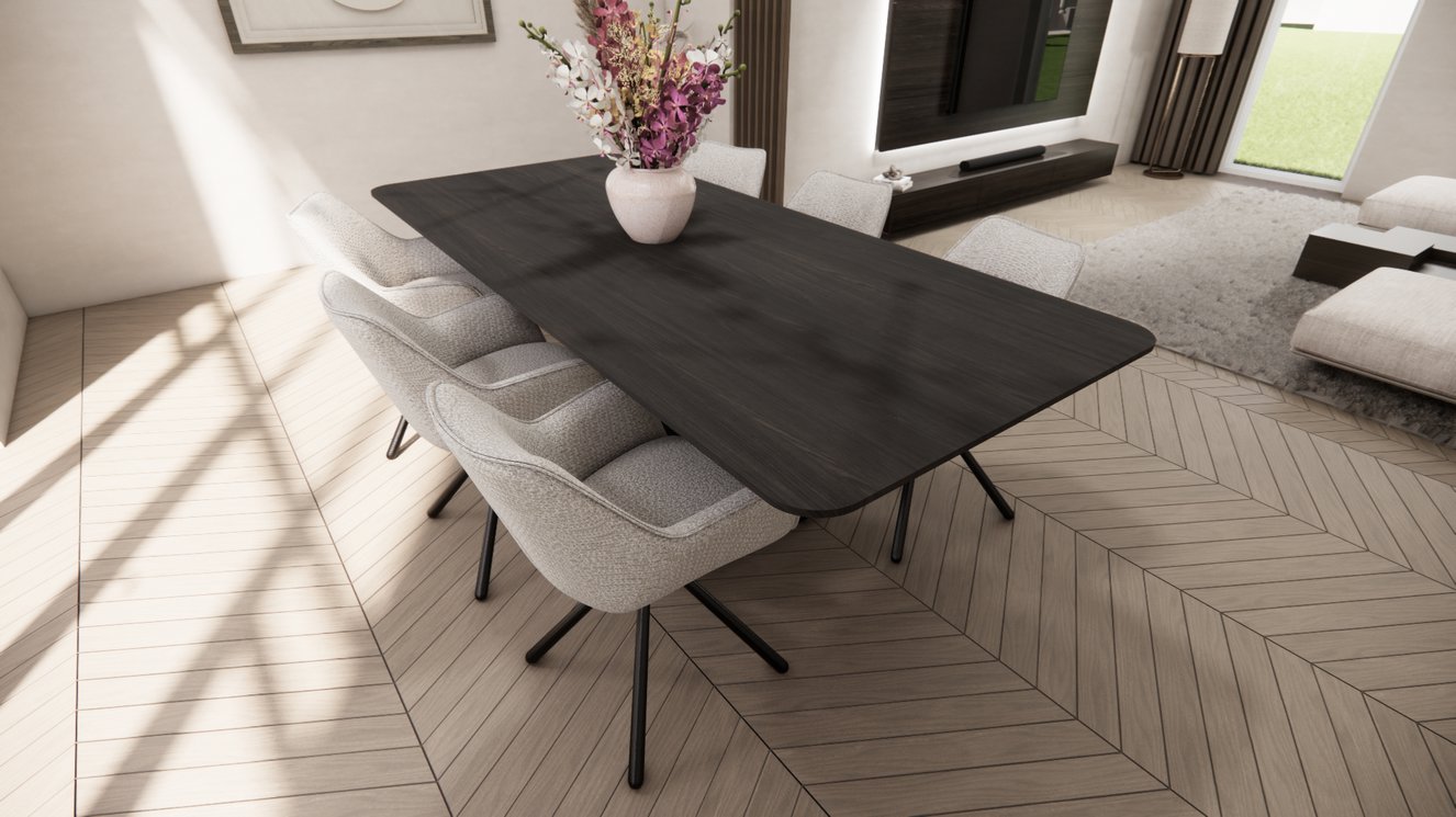 Caserta Eettafel  Rechthoekig Afgeronde Hoek Eiken