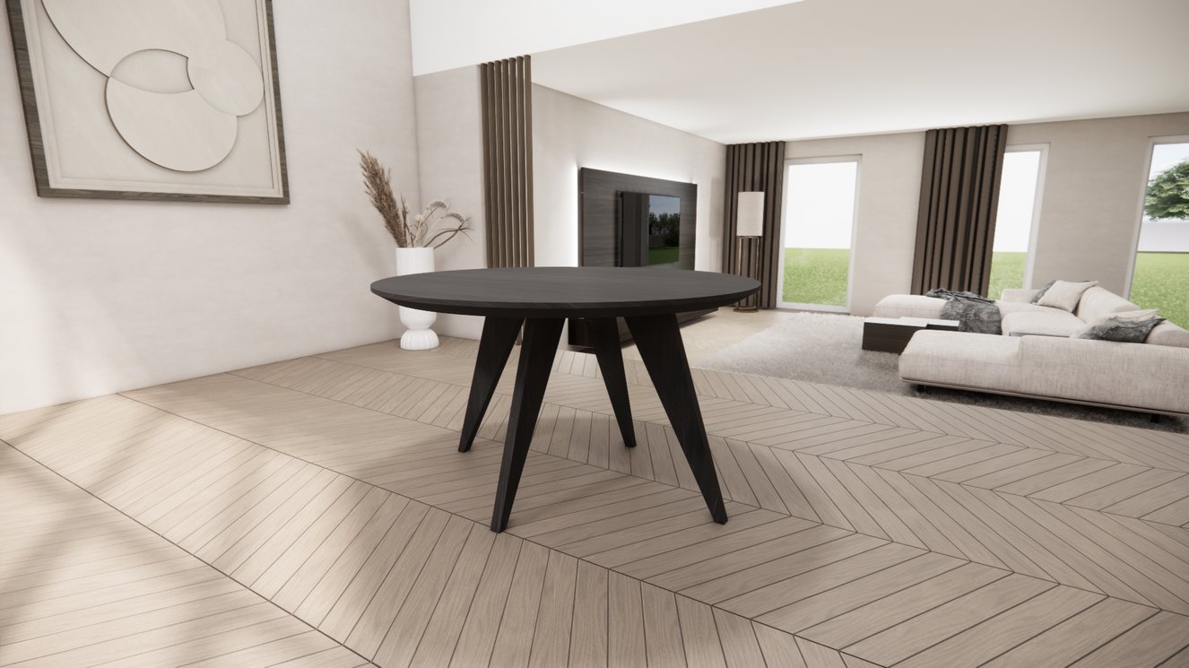 Matera 4-Taper Eettafel Rond Eiken