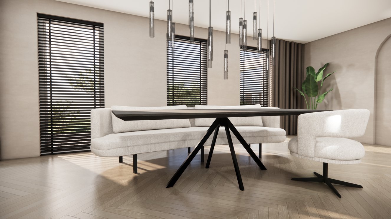 Messina Metal 4-Taper Eettafel Rechthoek Eiken