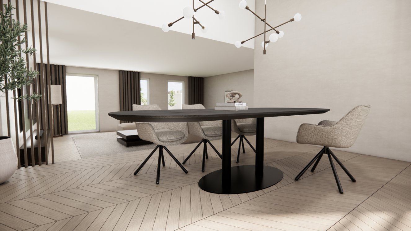 Sorrento Metal Eettafel Pil Eiken