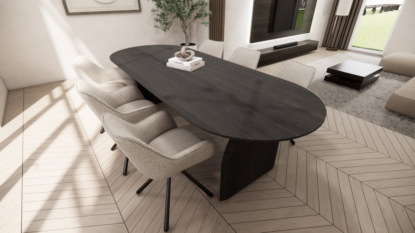 Trento Halve Round Eettafel Pil Eiken