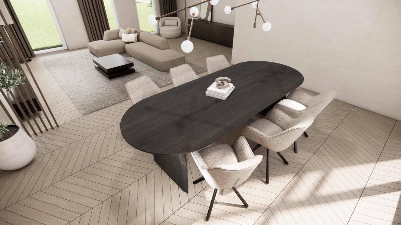 Trento Halve Round Eettafel Pil Eiken