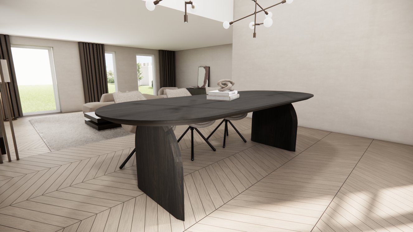 Trento Halve Round Eettafel Pil Eiken