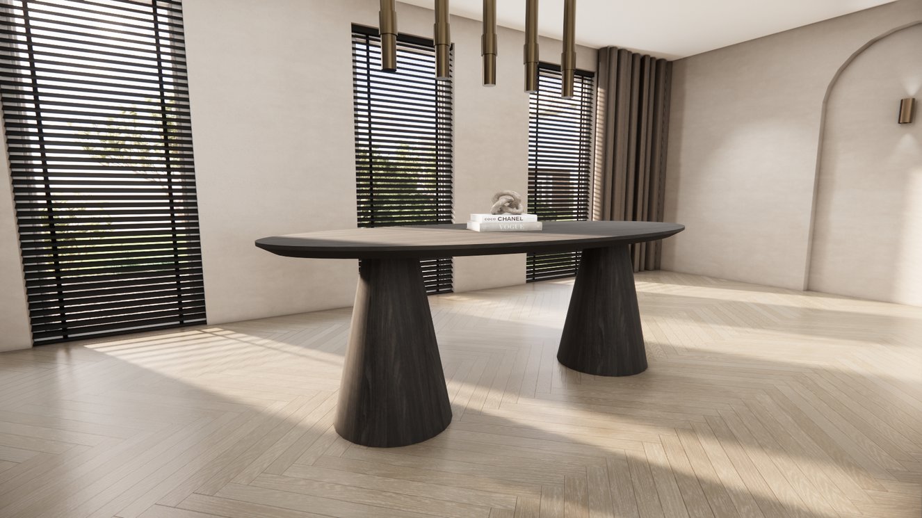 Reggio Double Cylinder Eettafel Ovaal Eiken