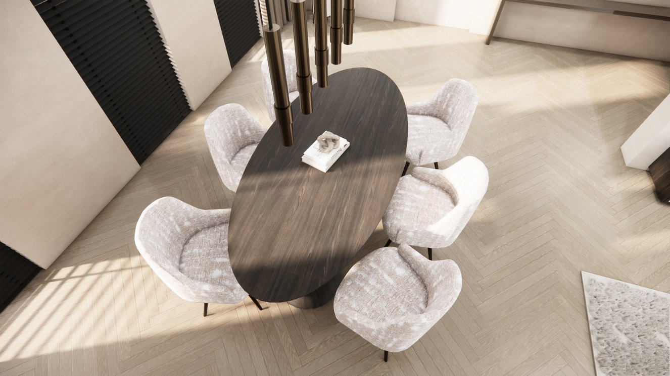 Reggio Double Cylinder Eettafel Ovaal Eiken