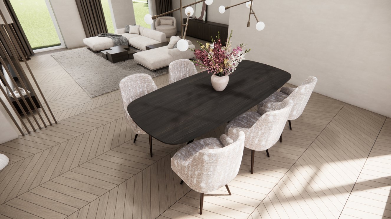 Messina Metal 4-Taper Eettafel Deens	Ovaal Eiken