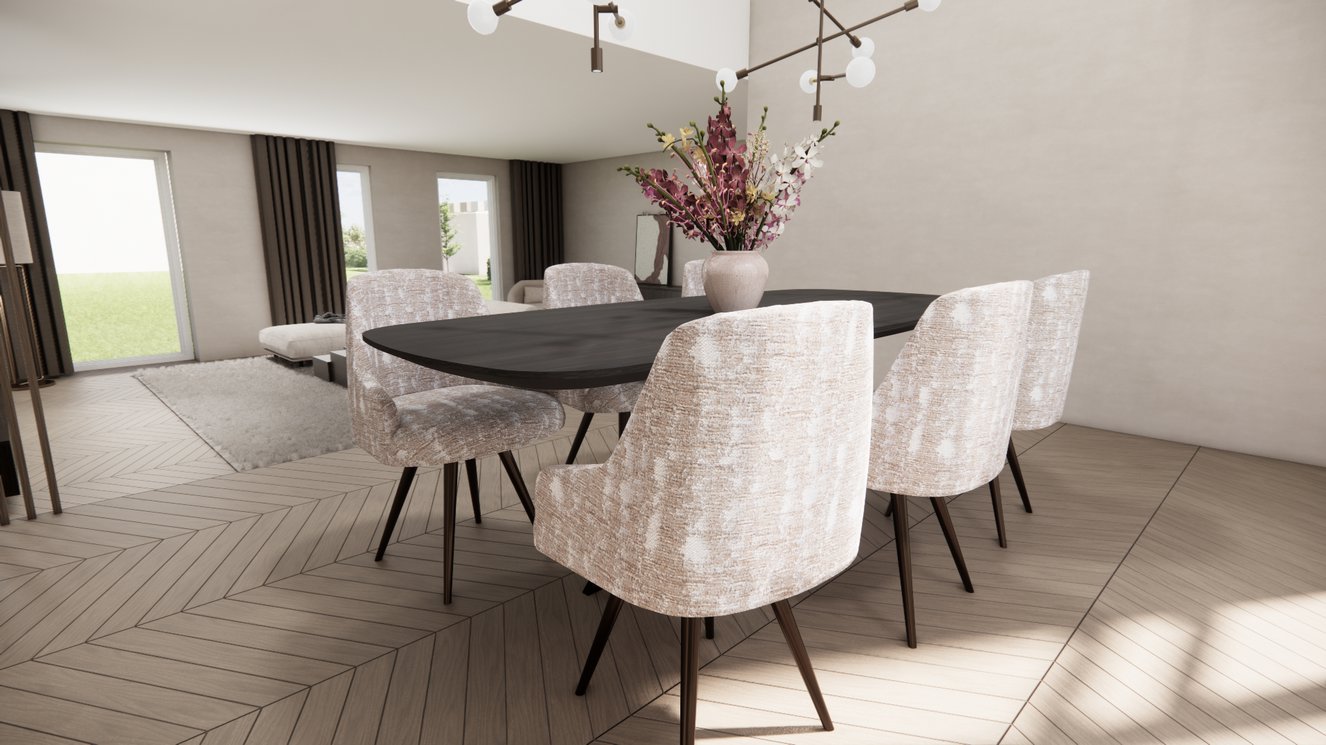 Messina Metal 4-Taper Eettafel Deens	Ovaal Eiken