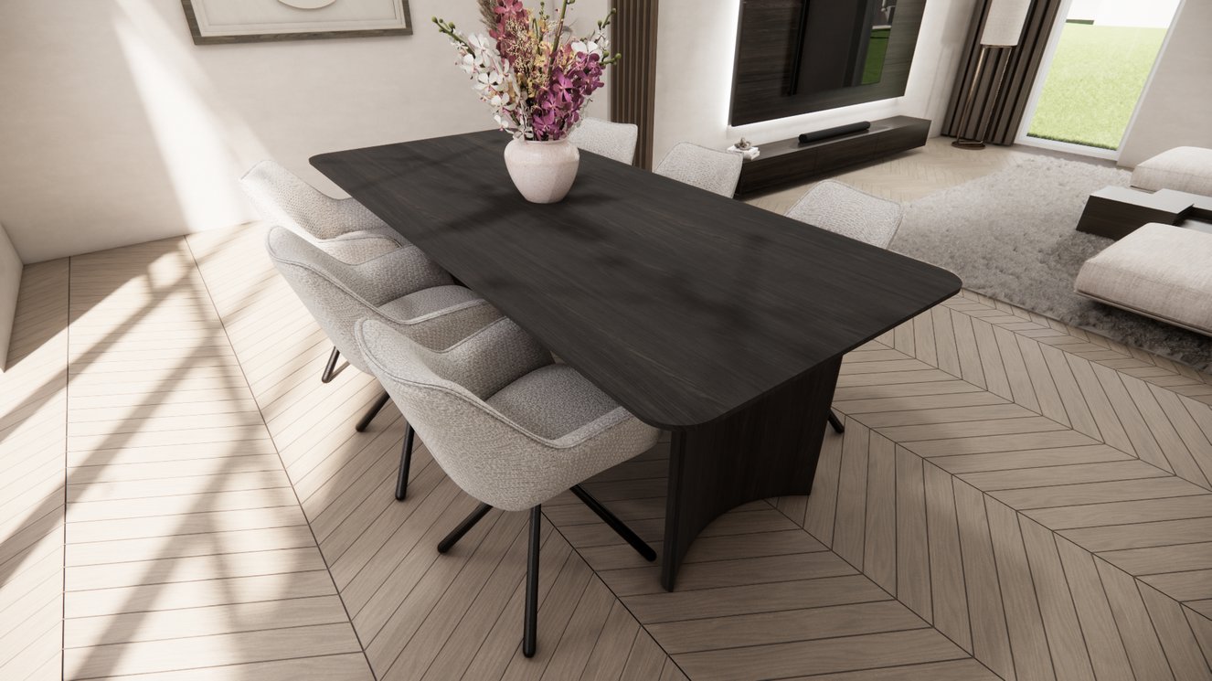 Demi Lune Halve Round Eettafel Rechthoekig Afgeronde Hoek Eiken