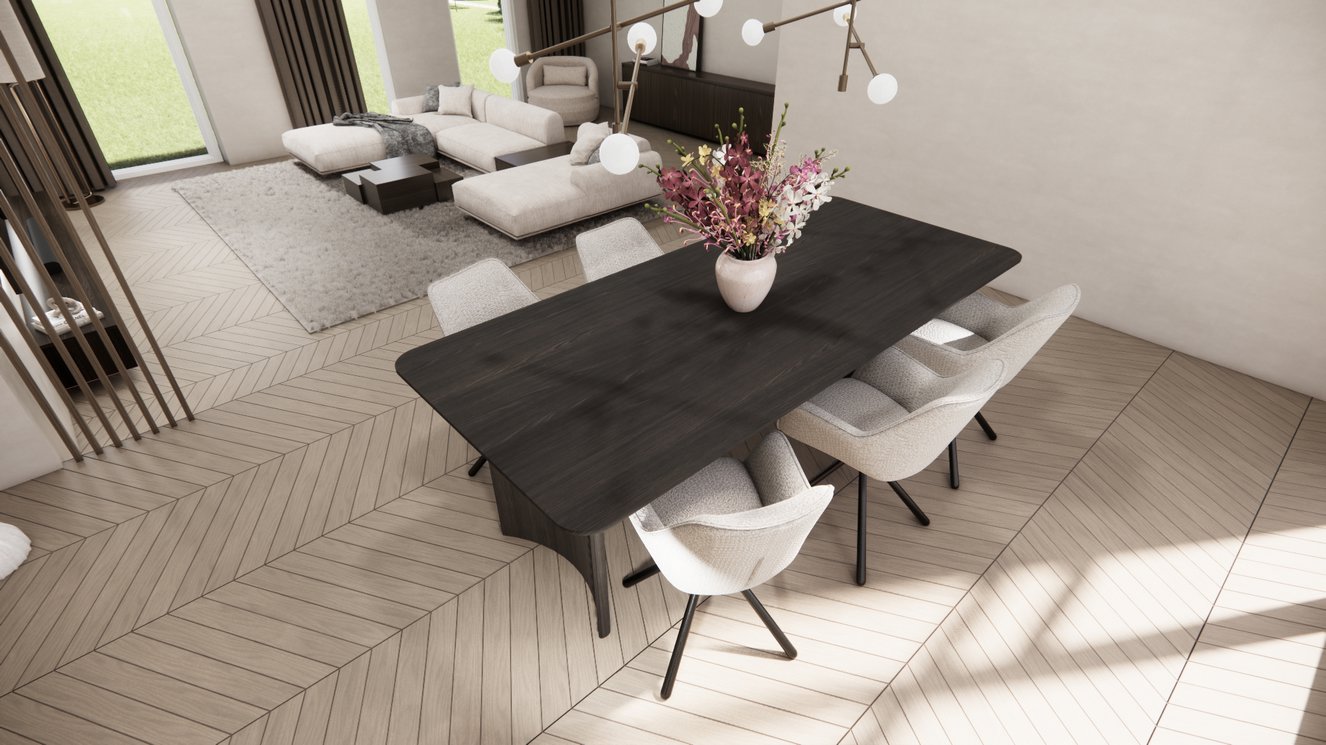 Demi Lune Halve Round Eettafel Rechthoekig Afgeronde Hoek Eiken