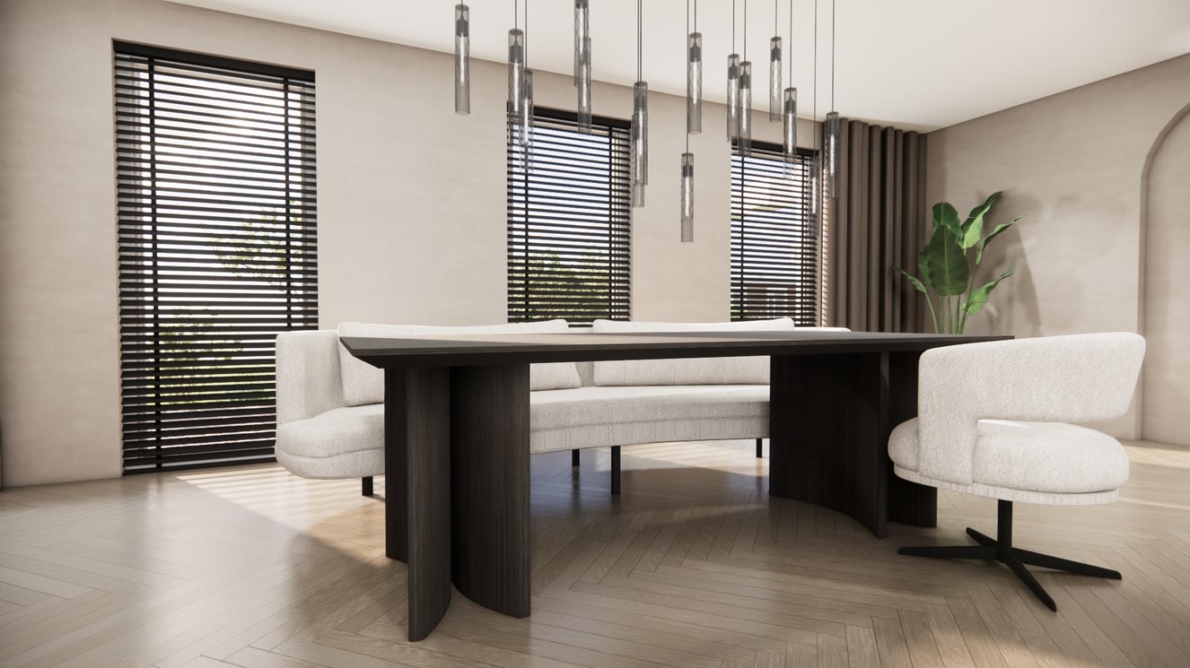 Demi Lune Halve Round Double 2 Eettafel Rechthoek Eiken