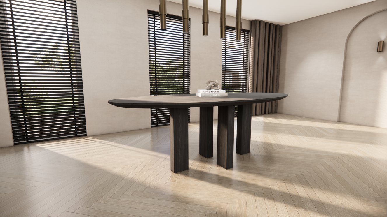 Palermo Massive 4-Square Eettafel Ovaal Eiken