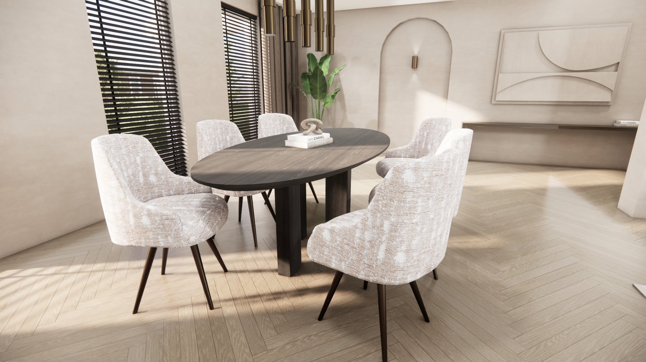 Palermo Massive 4-Square Eettafel Ovaal Eiken