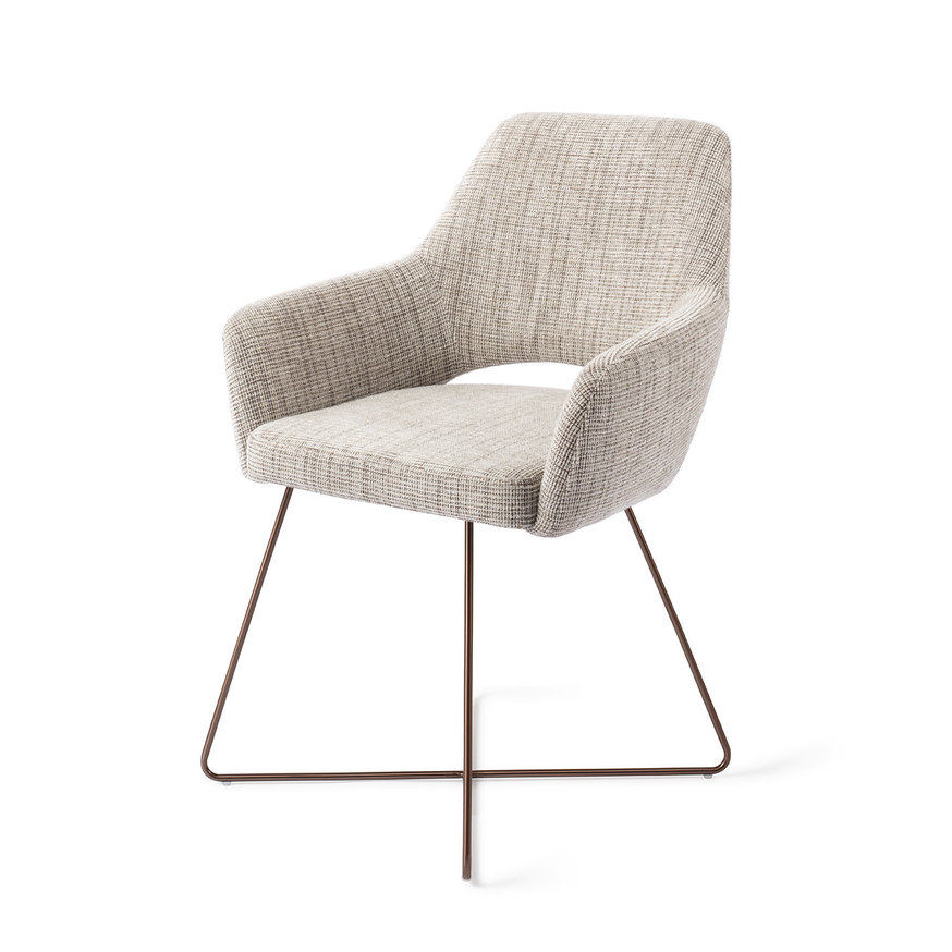 Yanai Caramel Grid Eetkamerstoel Cross Rose