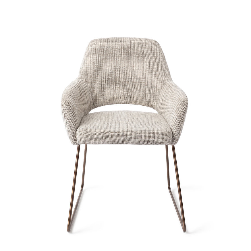 Yanai Caramel Grid Eetkamerstoel Slide Rose