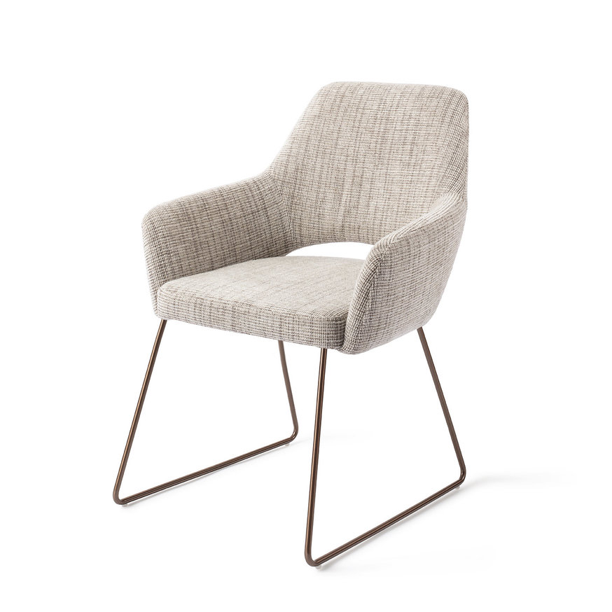 Yanai Caramel Grid Eetkamerstoel Slide Rose