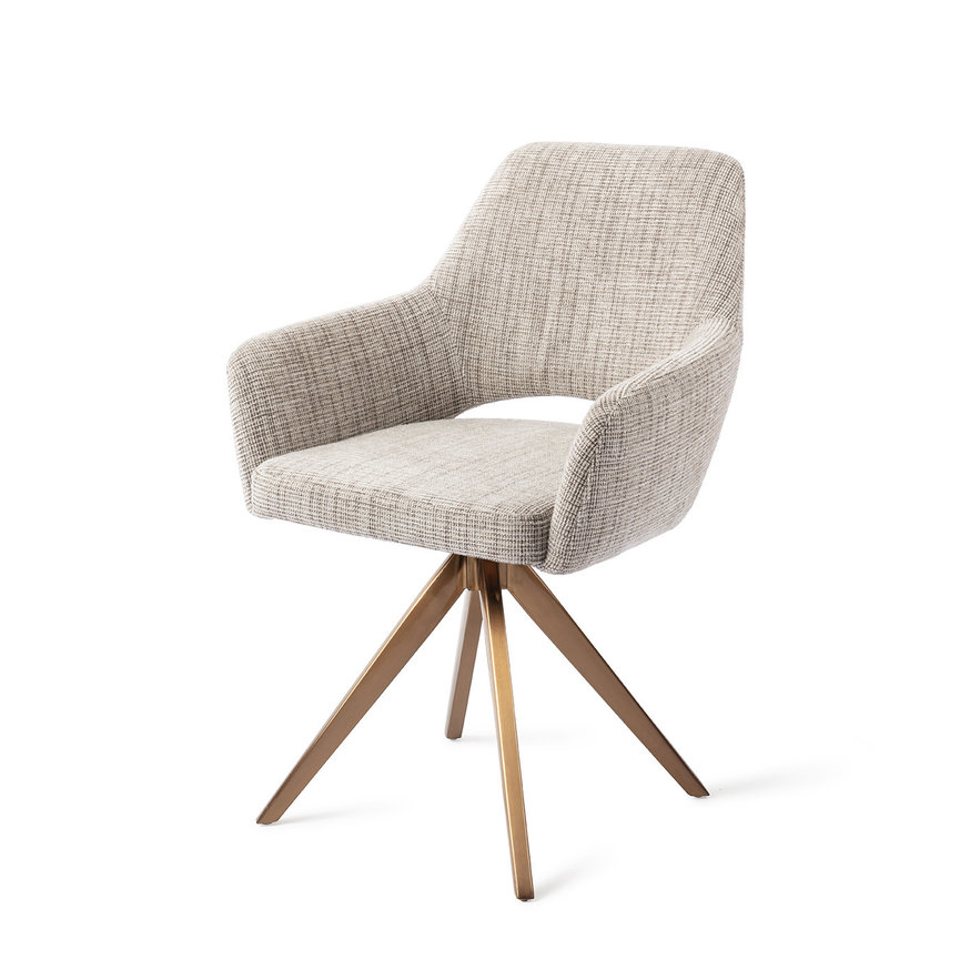 Yanai Caramel Grid Eetkamerstoel Turn Rose