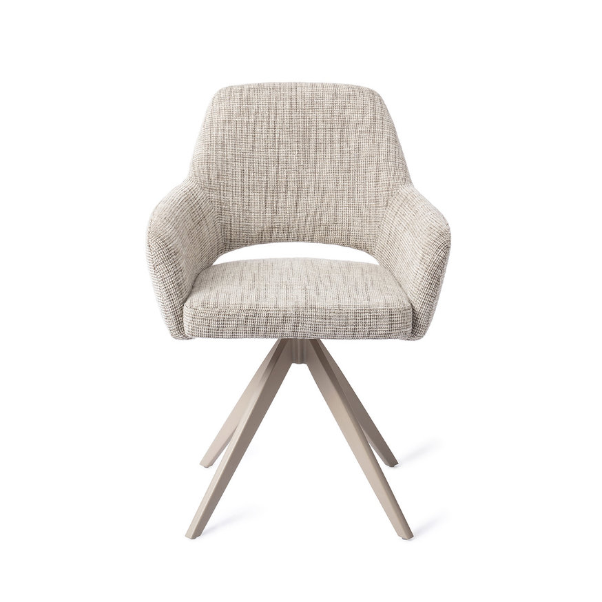 Yanai Caramel Grid Eetkamerstoel Turn Beige