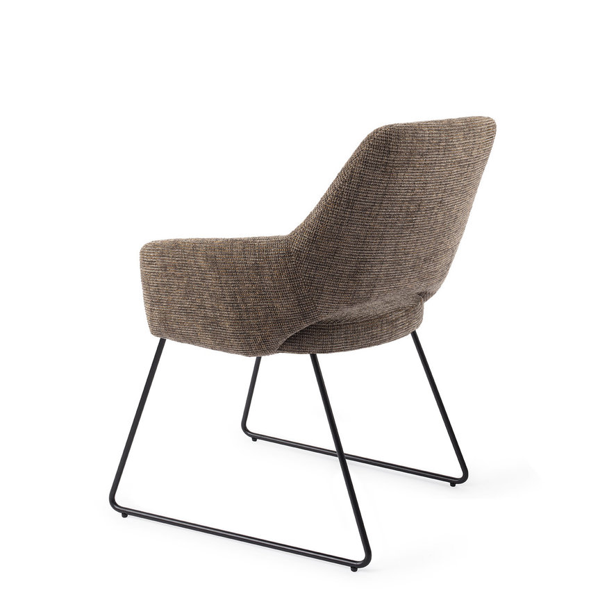 Yanai Checked Chestnut Eetkamerstoel Slide Black