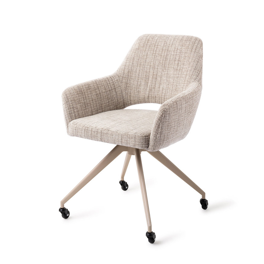 Yanai Caramel Grid Eetkamerstoel Glide Beige