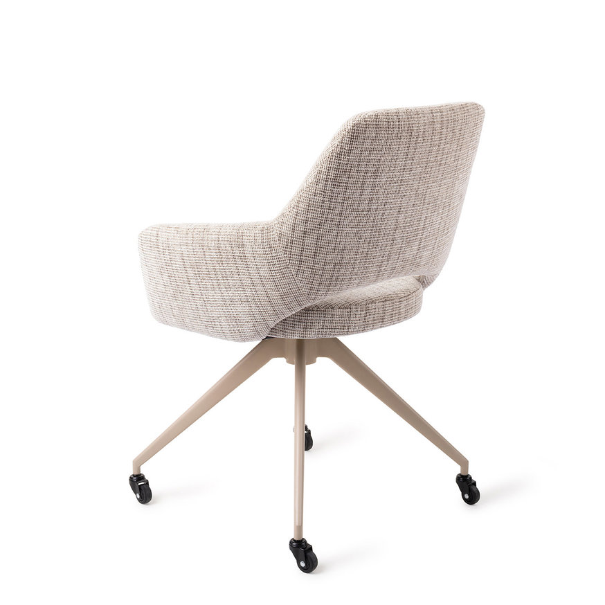 Yanai Caramel Grid Eetkamerstoel Glide Beige