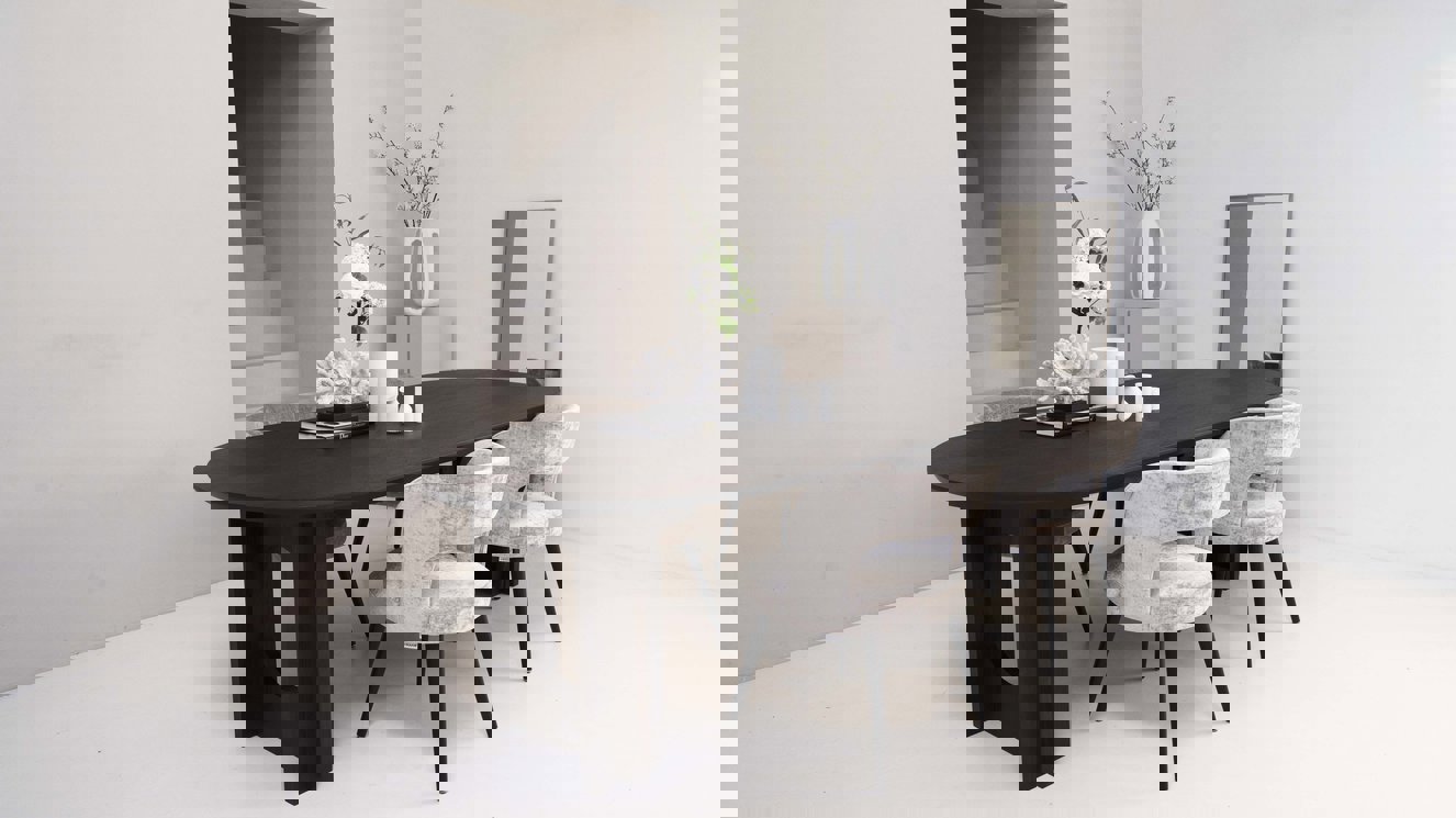 Verona Eettafel Half Ovaal Eiken