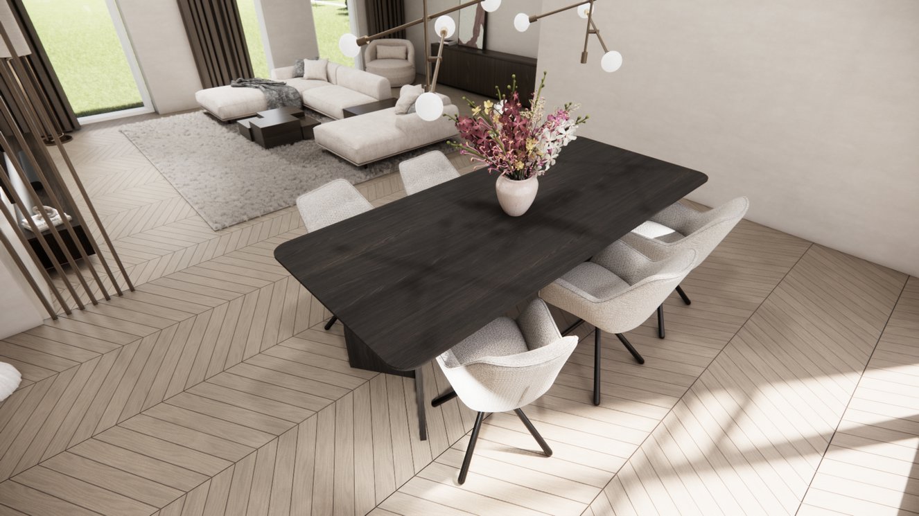 Amalfi Massive Eettafel  Rechthoekig Afgeronde Hoek Eiken