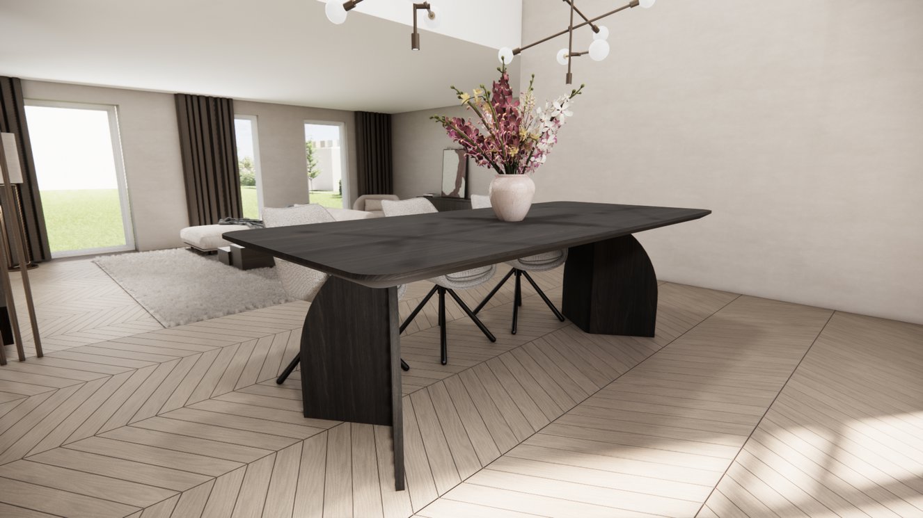 Amalfi Massive Eettafel  Rechthoekig Afgeronde Hoek Eiken