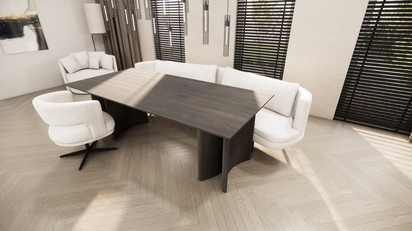 Demi Lune Halve Round Double 2 Eettafel Rechthoek Eiken