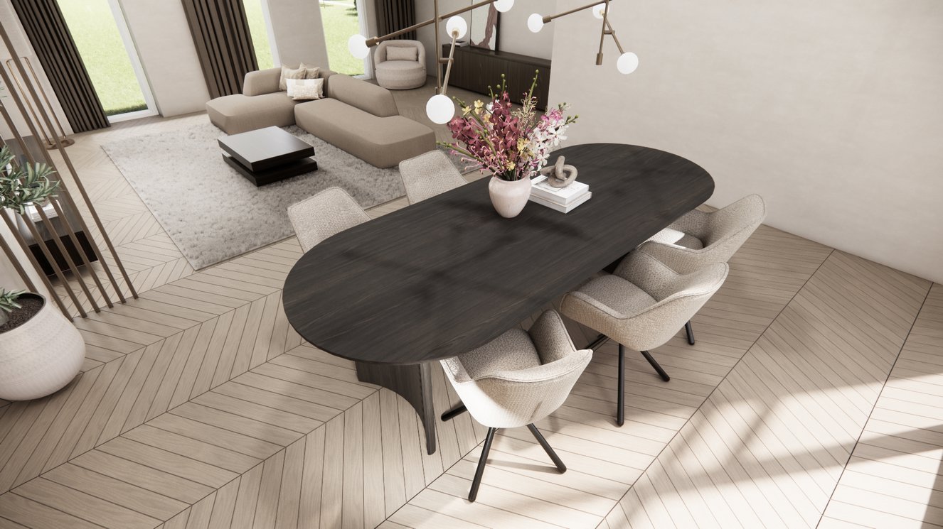 Demi Lune Halve Round Eettafel Rechthoekig Afgeronde Hoek Eiken