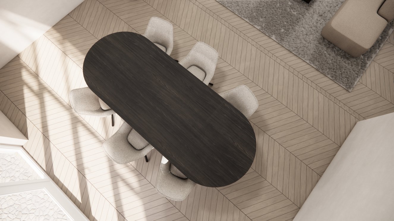 Demi Lune Halve Round Eettafel Rechthoekig Afgeronde Hoek Eiken