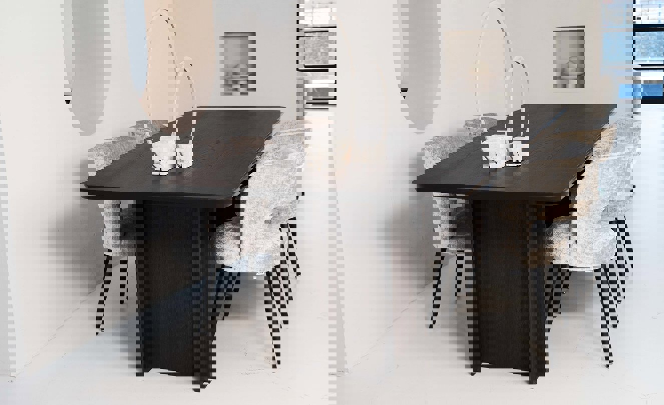 Genova Eettafel Rechthoekig Afgeronde Hoek Eiken