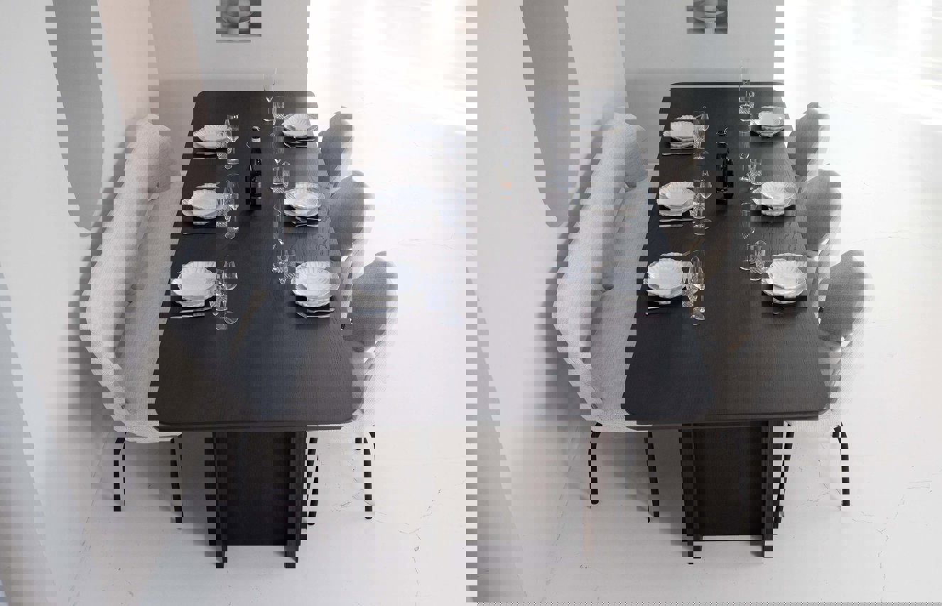 Genova Eettafel Rechthoekig Afgeronde Hoek Eiken