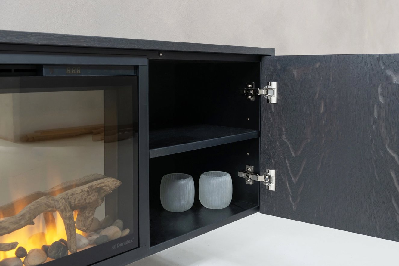 Tv-Meubel	Johnson 2-Deurs Hangend	met	haard 74	inch Eiken