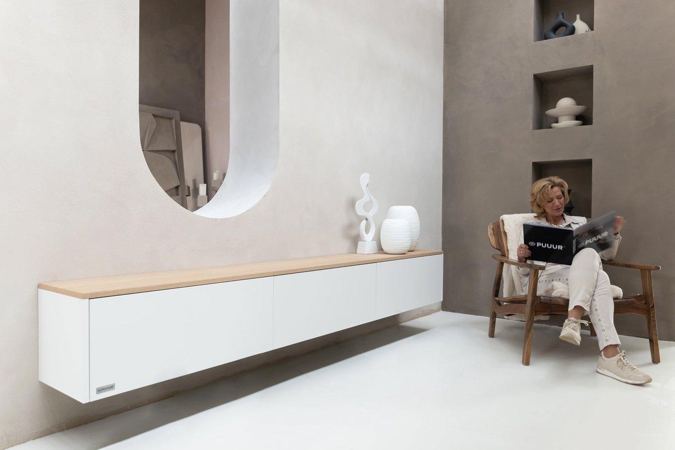 Tv-Meubel	Johnson 3 Kleppen MDF met Eiken Blad