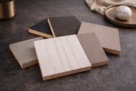 A_digital_photograph_features_five_square_wood_lam