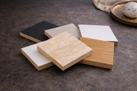 Melamine sample boards in texture mix