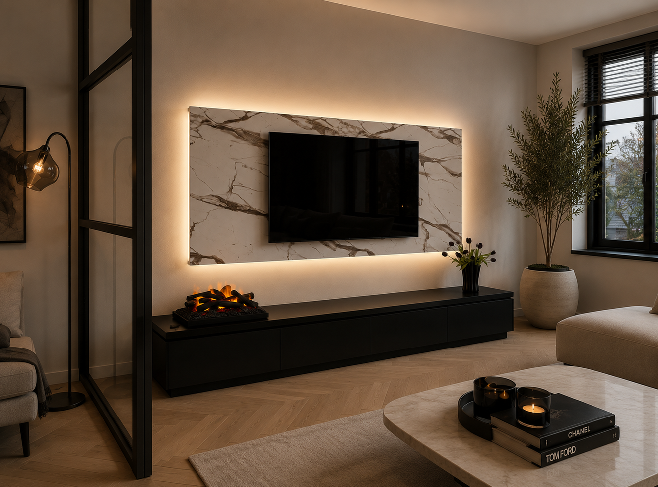 Marmer	Melamine TV-paneel